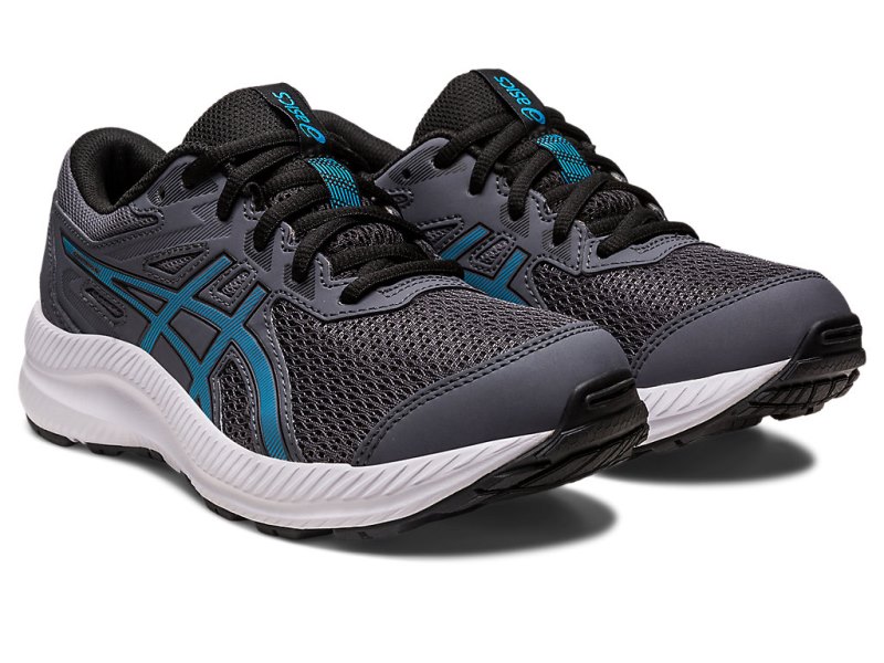 Tenis Sports Asics Contend 8 Niños Grises Azules | MX6990-700