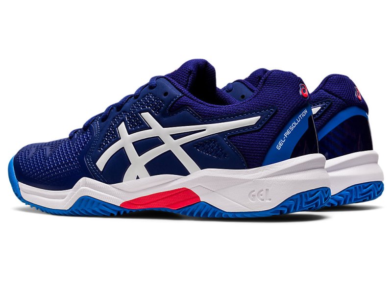 Tenis Sports Asics Gel-resolution 8 Clay Niños Azules Blancos | MX8725-149