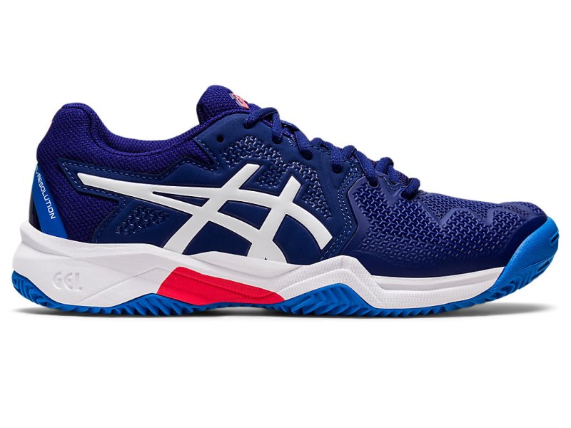 Tenis Sports Asics Gel-resolution 8 Clay Niños Azules Blancos | MX8725-149