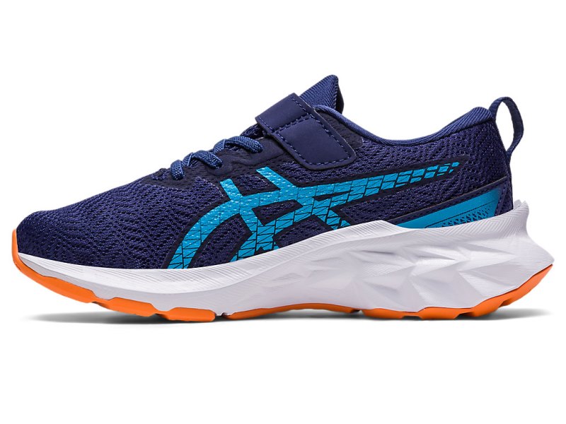 Tenis Sports Asics Novablast 2 Niños Azules Azules Naranjas | MX7970-983