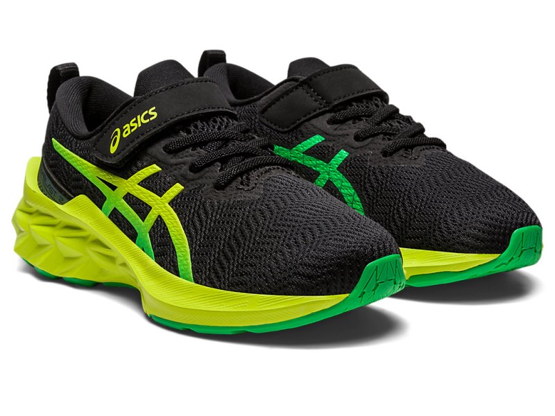 Tenis Sports Asics Novablast 2 Niños Negros Verdes Claro | MX9388-804