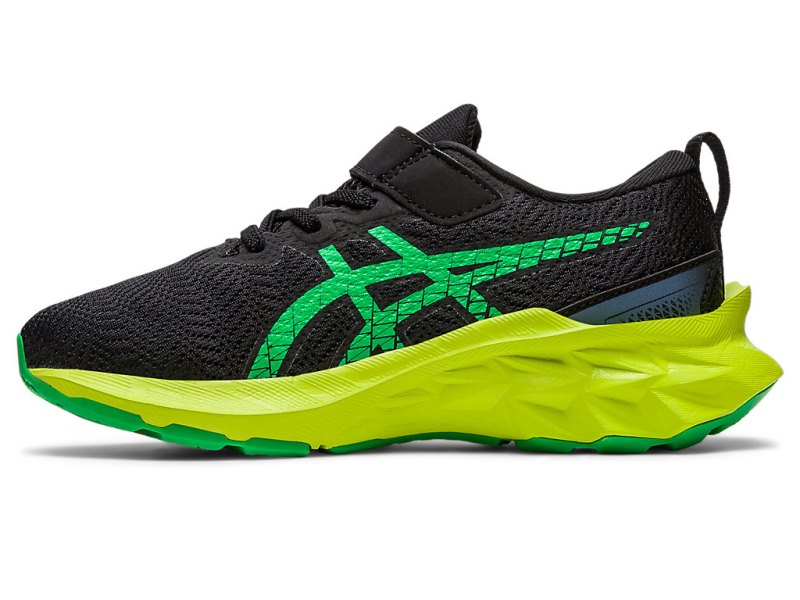 Tenis Sports Asics Novablast 2 Niños Negros Verdes Claro | MX9388-804