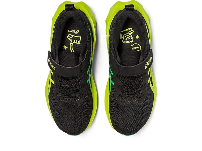 Tenis Sports Asics Novablast 2 Niños Negros Verdes Claro | MX9388-804