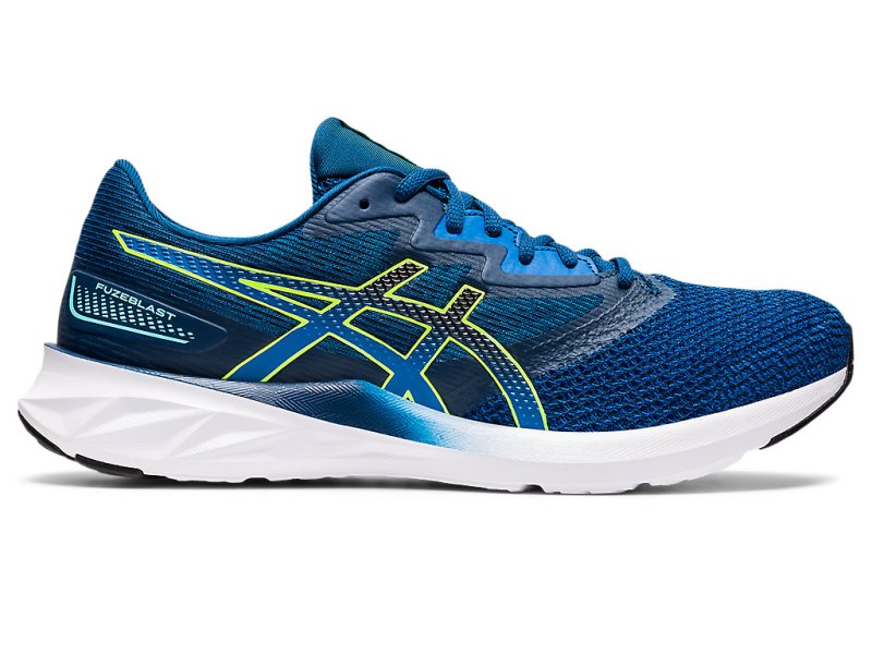 Tenis Para Correr Asics Fuzeblast Hombre Azules Verdes | MX7729-720