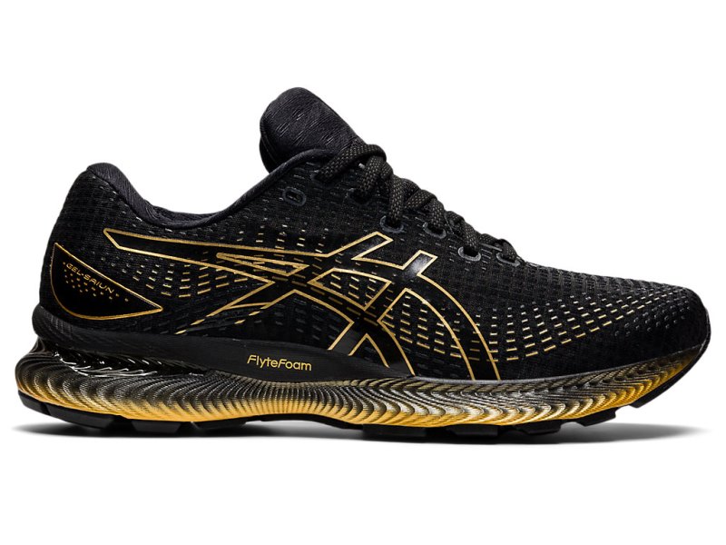 Tenis Para Correr Asics Gel-saiun Hombre Negros Dorados | MX0997-638