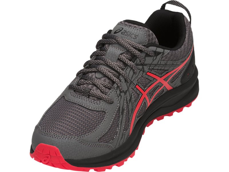 Tenis Para Trail Running Asics Frequent Trail Hombre Grises Oscuro Rojos | MX5200-441