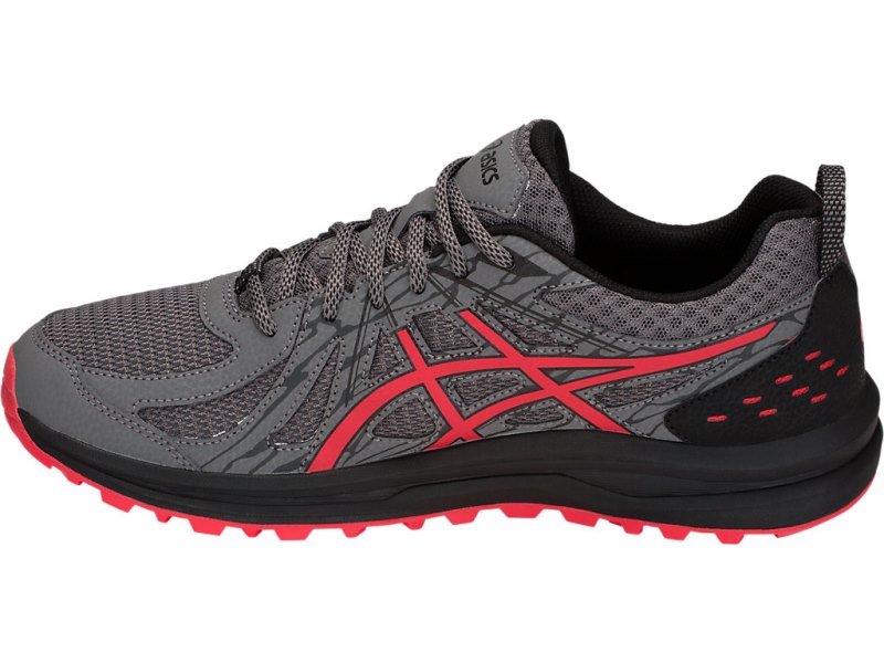 Tenis Para Trail Running Asics Frequent Trail Hombre Grises Oscuro Rojos | MX5200-441