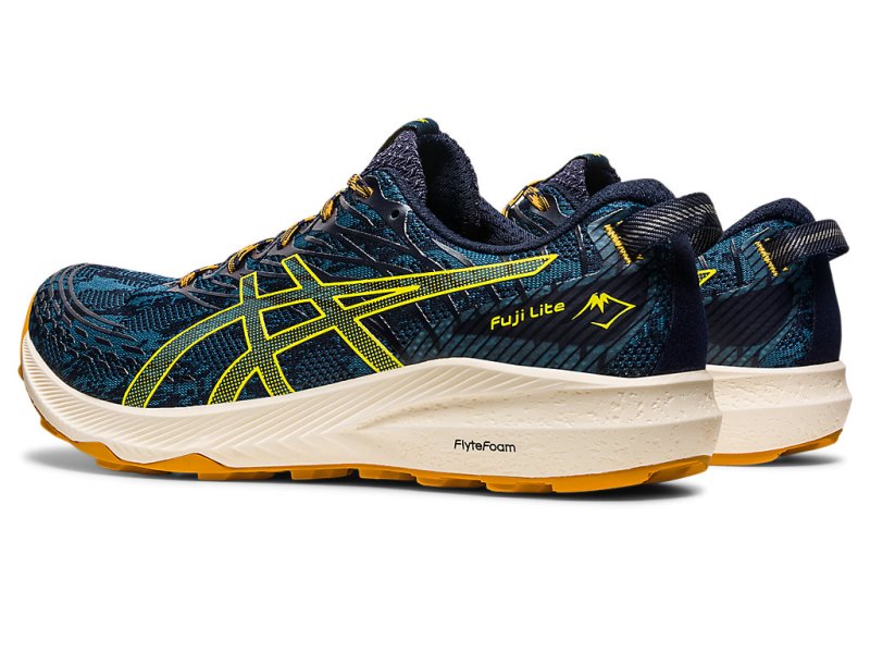 Tenis Para Trail Running Asics Fuji Lite 3 Hombre Turquesa Dorados Amarillos | MX2850-493