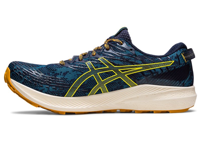 Tenis Para Trail Running Asics Fuji Lite 3 Hombre Turquesa Dorados Amarillos | MX2850-493