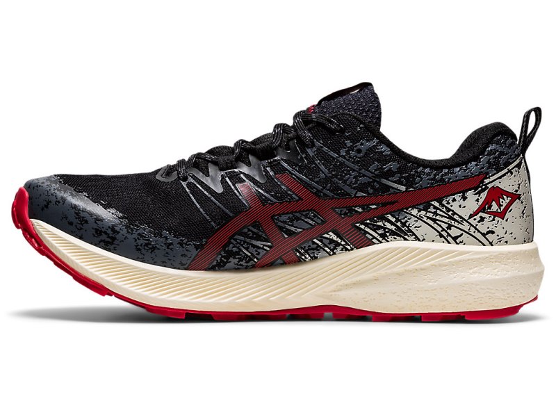 Tenis Para Trail Running Asics Fuji Lite 2 Hombre Negros Rojos | MX6502-345