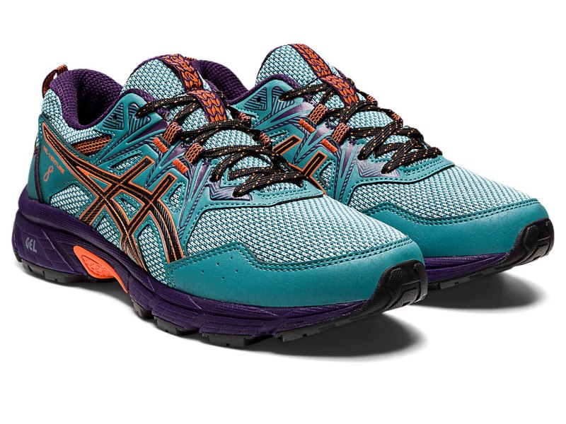 Tenis Para Trail Running Asics Gel-ventuRE 8 Mujer Azules Claro Verdes Oscuro Naranjas | MX5286-158