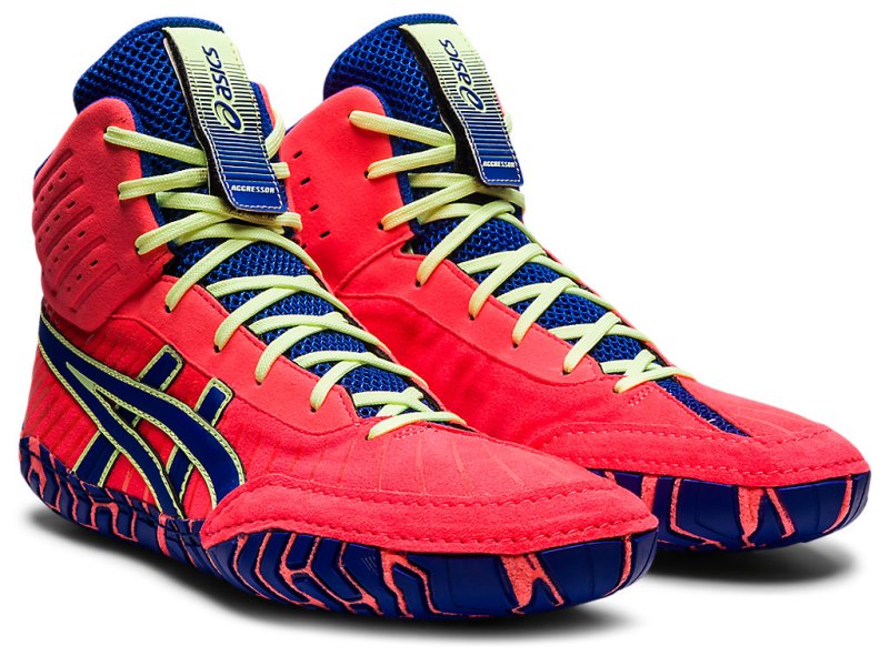 Zapatillas Wrestling Asics Aggressor 4 Hombre Coral Azules | MX5549-091