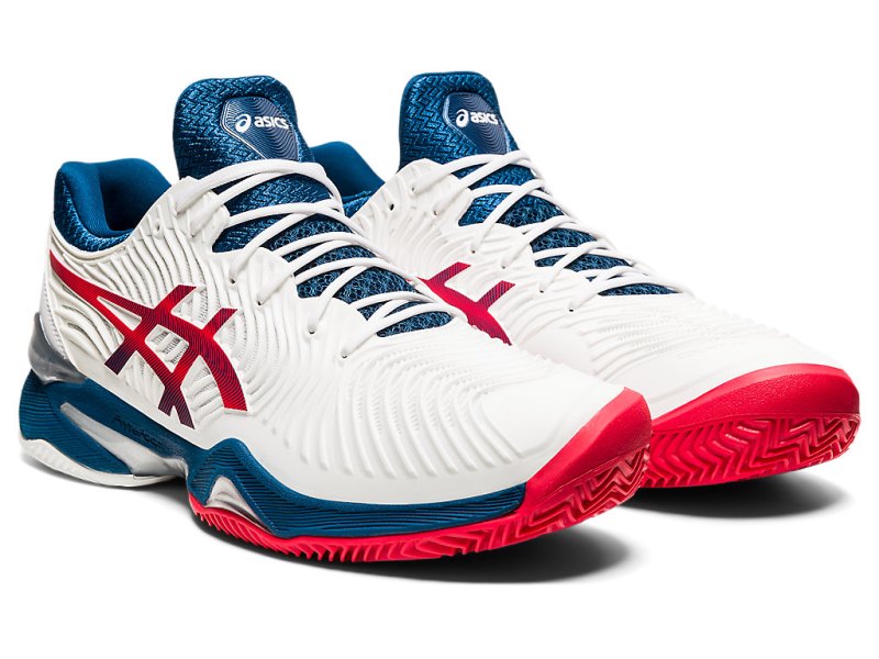 Zapatos de Tenis Asics Court FF 2 Clay Hombre Blancos Azules | MX8318-035