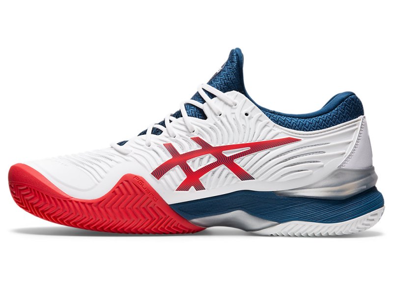 Zapatos de Tenis Asics Court FF 2 Clay Hombre Blancos Azules | MX8318-035