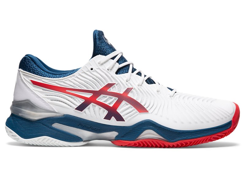 Zapatos de Tenis Asics Court FF 2 Clay Hombre Blancos Azules | MX8318-035