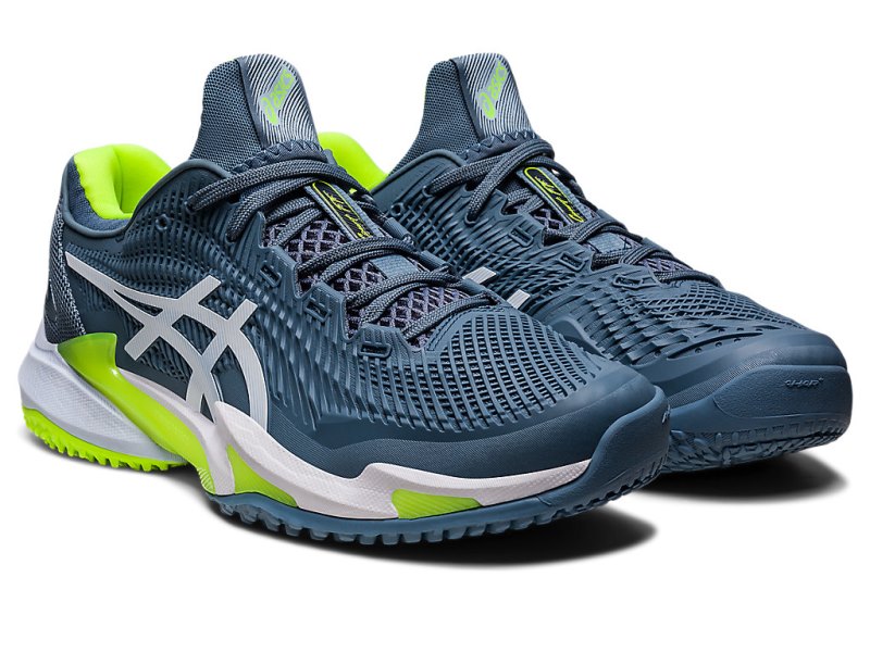 Zapatos de Tenis Asics Court FF 3 OC Hombre Grises Azules Blancos | MX5967-751