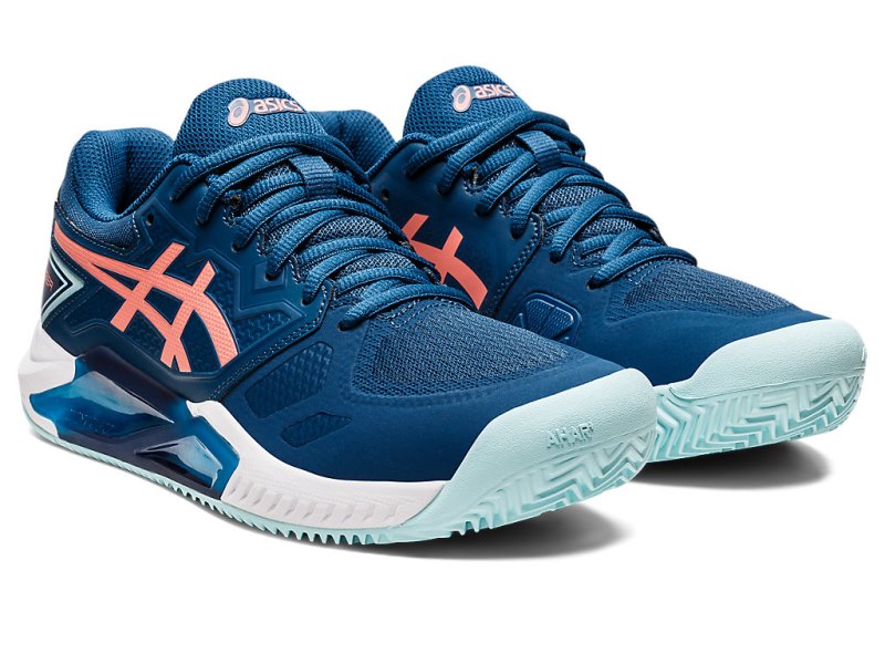 Zapatos de Tenis Asics Gel-challenger 13 Clay Mujer Azules Claro Coral | MX3803-918