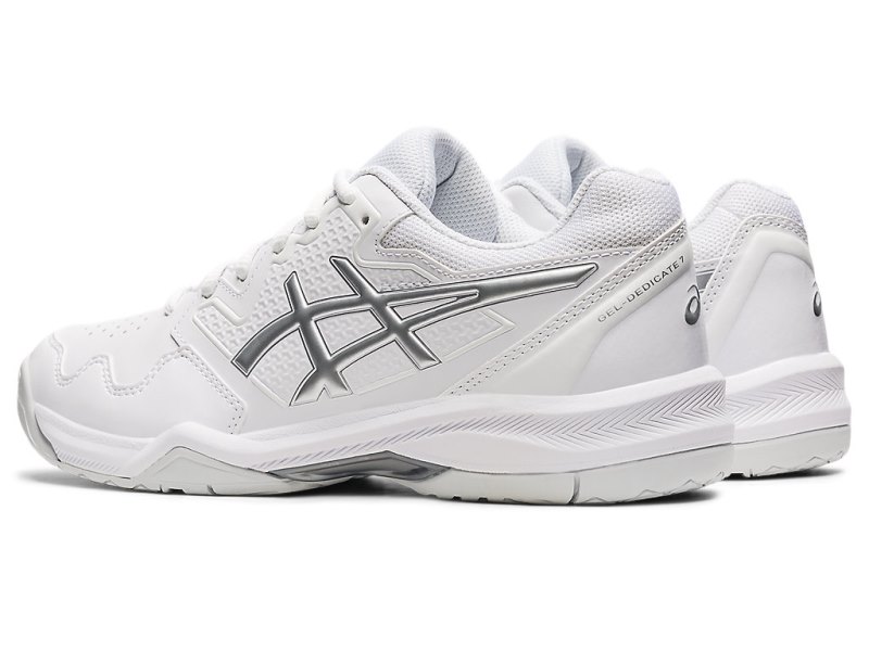 Zapatos de Tenis Asics Gel-dedicate 7 Mujer Blancos Plateados | MX1901-983