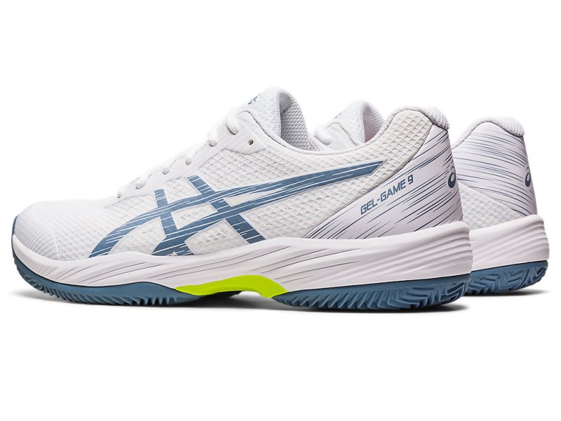 Zapatos de Tenis Asics Gel-game 9 Clay/Oc Hombre Blancos Grises Azules | MX2946-126