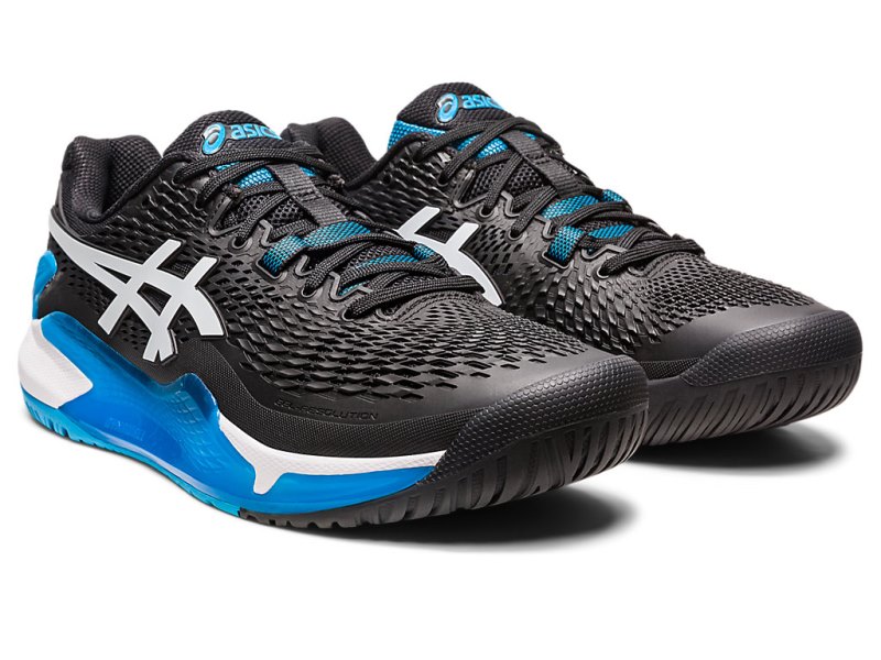 Zapatos de Tenis Asics Gel-resolution 9 Hombre Negros Blancos | MX2706-488