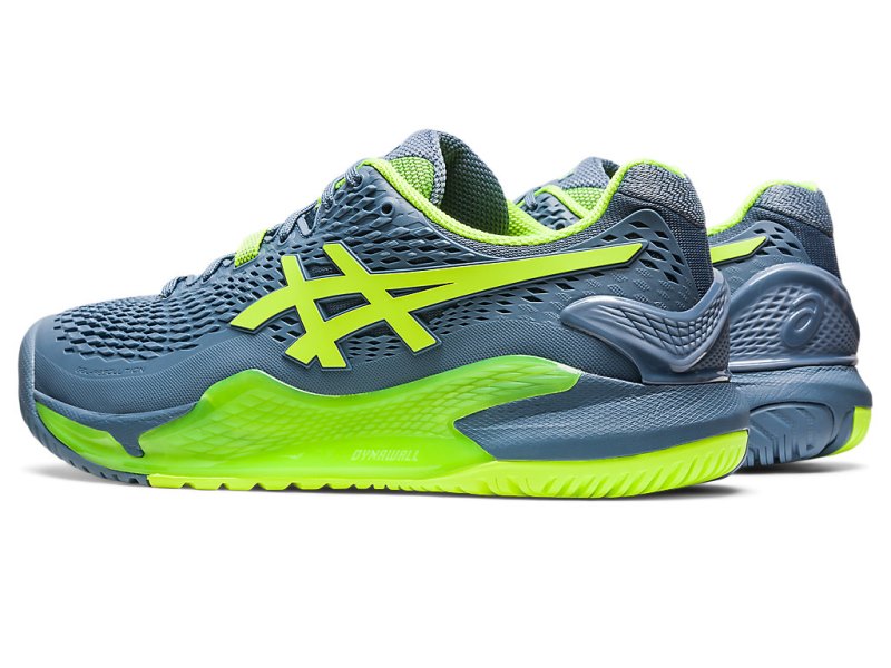 Zapatos de Tenis Asics Gel-resolution 9 Hombre Grises Azules Verdes | MX7032-755