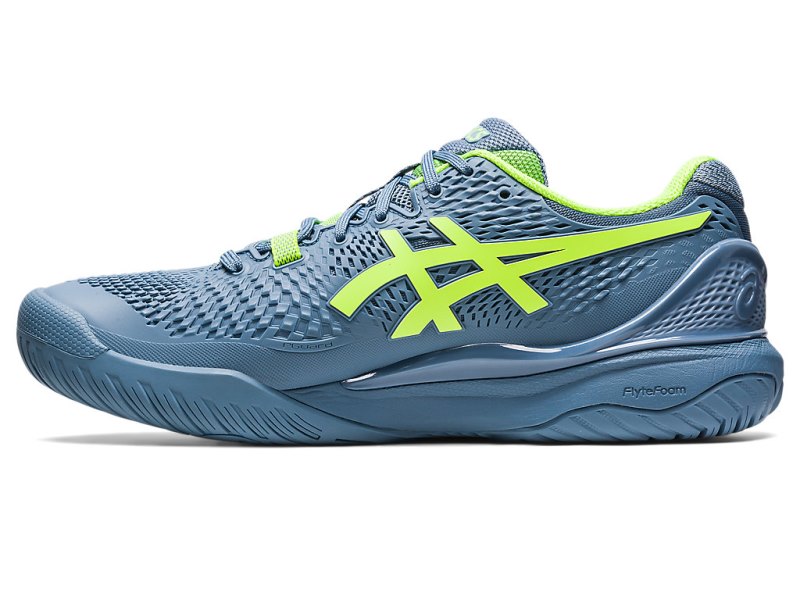 Zapatos de Tenis Asics Gel-resolution 9 Hombre Grises Azules Verdes | MX7032-755