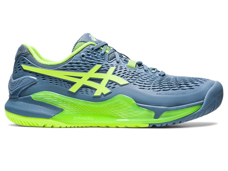 Zapatos de Tenis Asics Gel-resolution 9 Hombre Grises Azules Verdes | MX7032-755