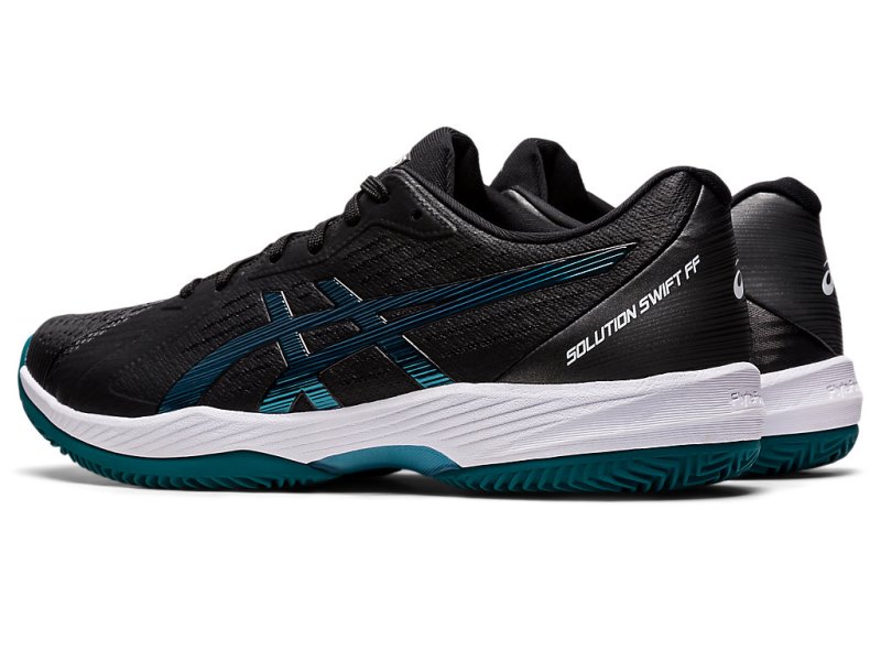 Zapatos de Tenis Asics Solution Swift FF Clay Hombre Negros Azules Claro Verdes Oscuro | MX7748-416