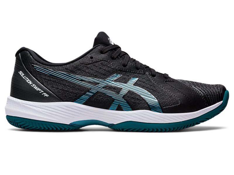 Zapatos de Tenis Asics Solution Swift FF Clay Hombre Negros Azules Claro Verdes Oscuro | MX7748-416