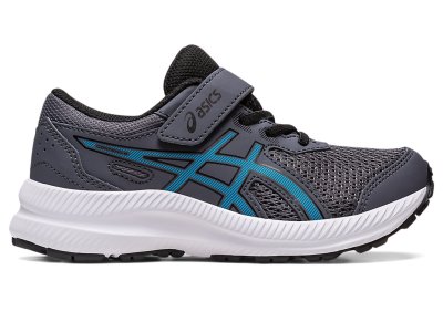 Tenis Sports Asics Contend 8 Niños Grises Azules | MX6949-297