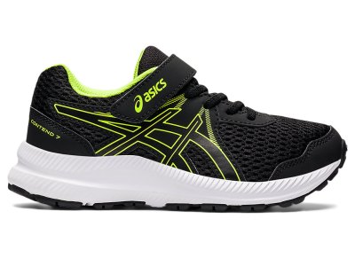 Tenis Para Correr Asics Contend 7 Niños Negros Verdes | MX1548-094