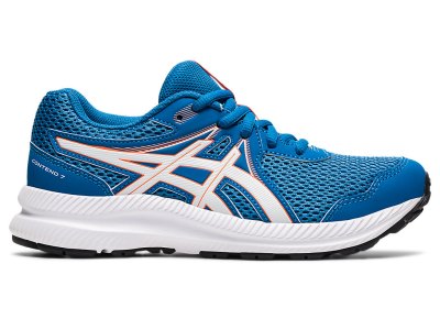 Tenis Para Correr Asics Contend 7 Niños Azules Blancos | MX2713-858