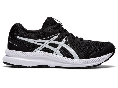 Tenis Para Correr Asics Contend 7 Niños Negros Blancos | MX3127-666