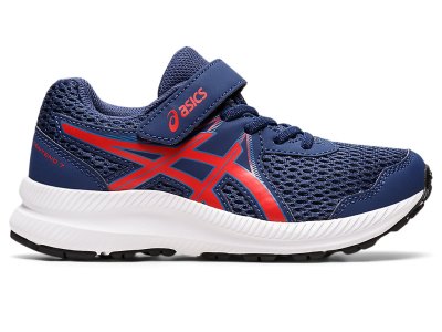 Tenis Para Correr Asics Contend 7 Niños Azules Rojos | MX5656-970