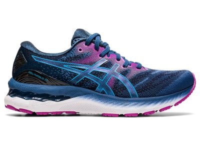 Tenis Para Correr Asics Gel-nimbus 23 (D) Mujer Grises Oscuro Turquesa Claro | MX0259-219