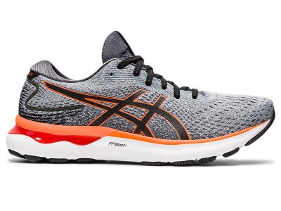 Tenis Para Correr Asics Gel-nimbus 24 Hombre Grises Naranjas | MX1856-644