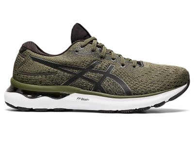 Tenis Para Correr Asics Gel-nimbus 24 Hombre Verde Oliva Negros | MX5977-252