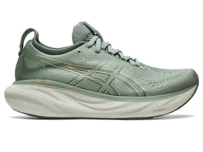 Tenis Para Correr Asics Gel-nimbus 25 Mujer Grises Amarillos | MX6041-878