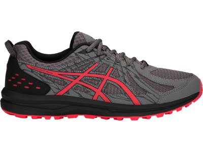 Tenis Para Trail Running Asics Frequent Trail Hombre Grises Oscuro Rojos | MX5200-441