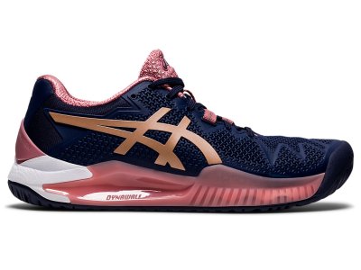 Zapatos de Tenis Asics Gel-resolution 8 Mujer Azul Marino Rosas Dorados | MX6720-196